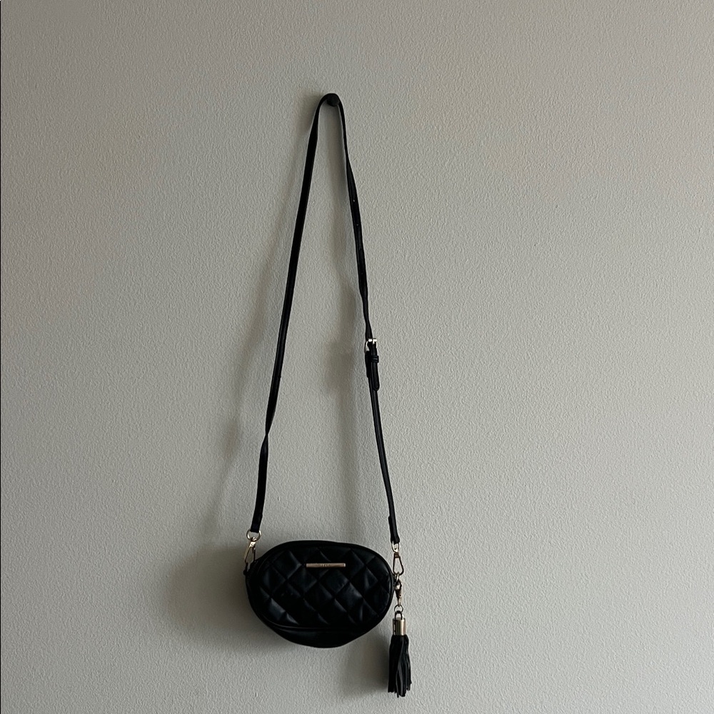 Aldo Black Quilted Crossbody Bag with Gold Accents